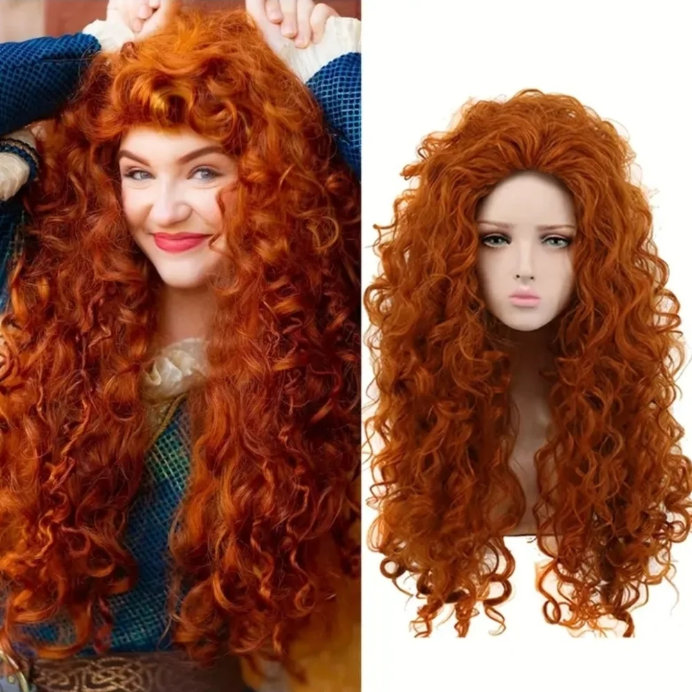 26 Inch Women Princess Long Red Ginger Curly Wig Orange Halloween Cosplay